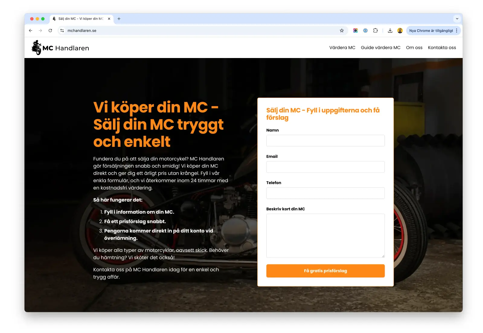Case Study: MCHandlaren.se – Sveriges snabbaste MC-värderingstjänst